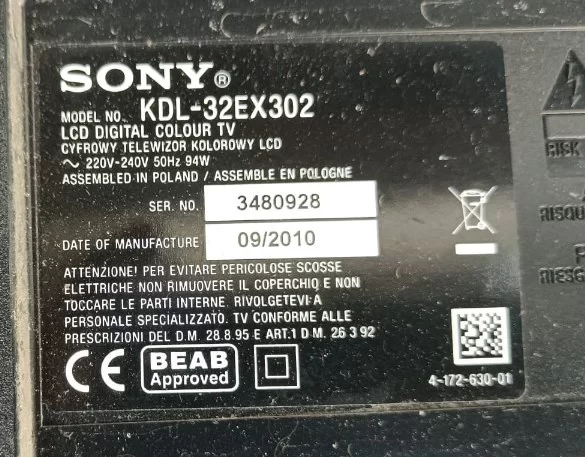 G2LSD, 147420811, 00930364 Sony KDL-32eX302 Power Board