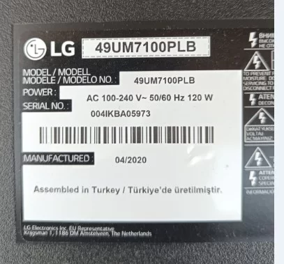 Eax67189201 (1.7), Eay64511101, Lg 49um7100plb  Power Besleme