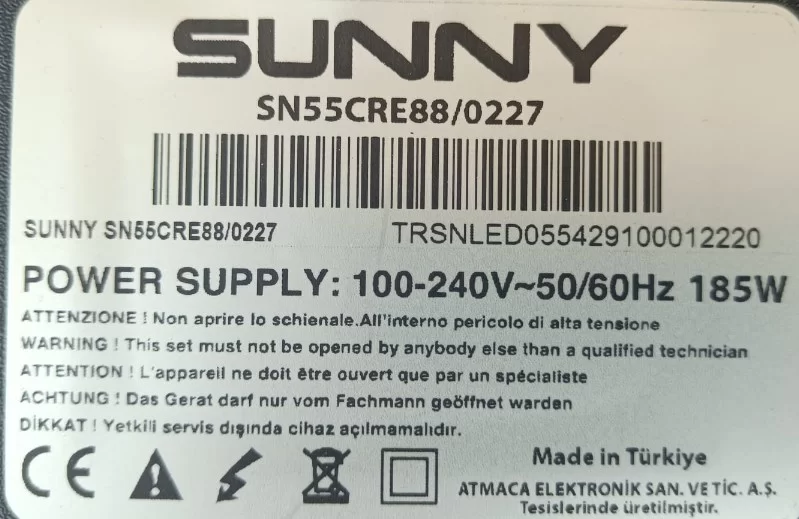 Sunny Sn55cre88 Cv6488h-Y, 7.T6488hy1100.00a4 Main Board, Anakart