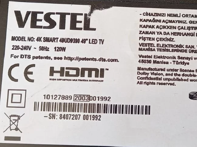 17wfm07, VESTEL 49UD9390Wifi Modül