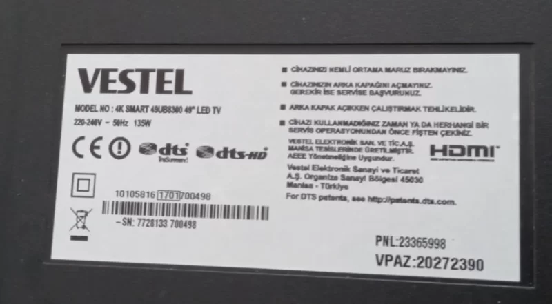 17wfm07, VESTEL 49Ub8300 Wifi Modül