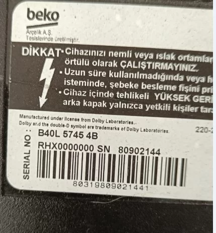  5844-Ruk200-Opc0 , Ver00 01, Beko B40l 5745  Kumanda Gözü Ir