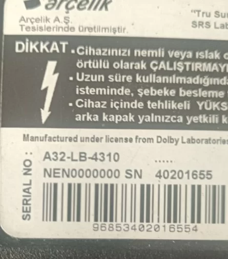 ZU4190R-1, Empczz , Arçelik A32-Lb-4310  Main Board, Anakart