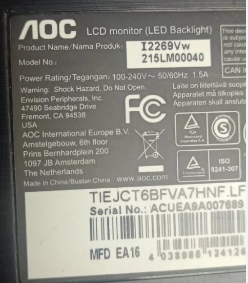 715g6911-M01-000-0041, Aoc  215lm00040 Led Monıtor Maın Board, Anakart