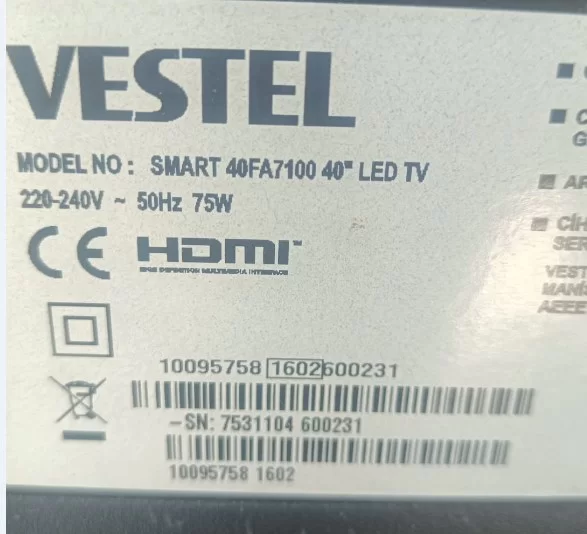 27531161, 23256668, 17ıps71 , Vestel 40fa7100 Power, Besleme