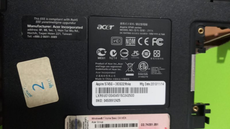 i3-380m  ACER ASPİRE 5745    NOTEBOOK i ŞLEMCİ  iİKİNCİ EL