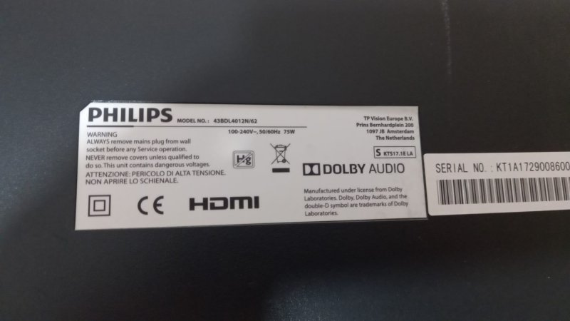 PHILIPS 43BDL4012N-62 6870C-0532A T-CON 43 6871 -3806bgfbfnv2584