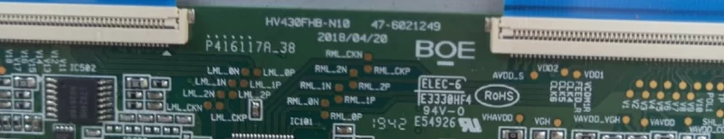 HV430FHB-N10  Arçelik  A43L69455B T-con Board