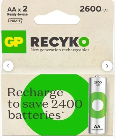 GP Recyko 2600 mAh 1.2V AAA Boy NiMH İnce Şarjlı Pil 2'li