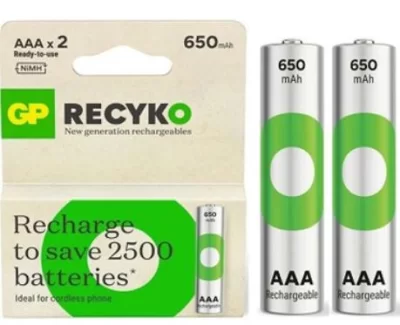 Gp Recyko 650 Mah R03 Aaa Şarjlı 2li Ince Kalem Pil 